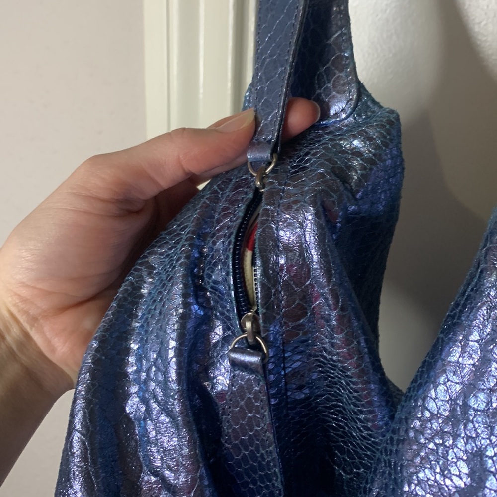 Chi by Falchi Blue Metallic Tote Bag - Picture 7 of 15